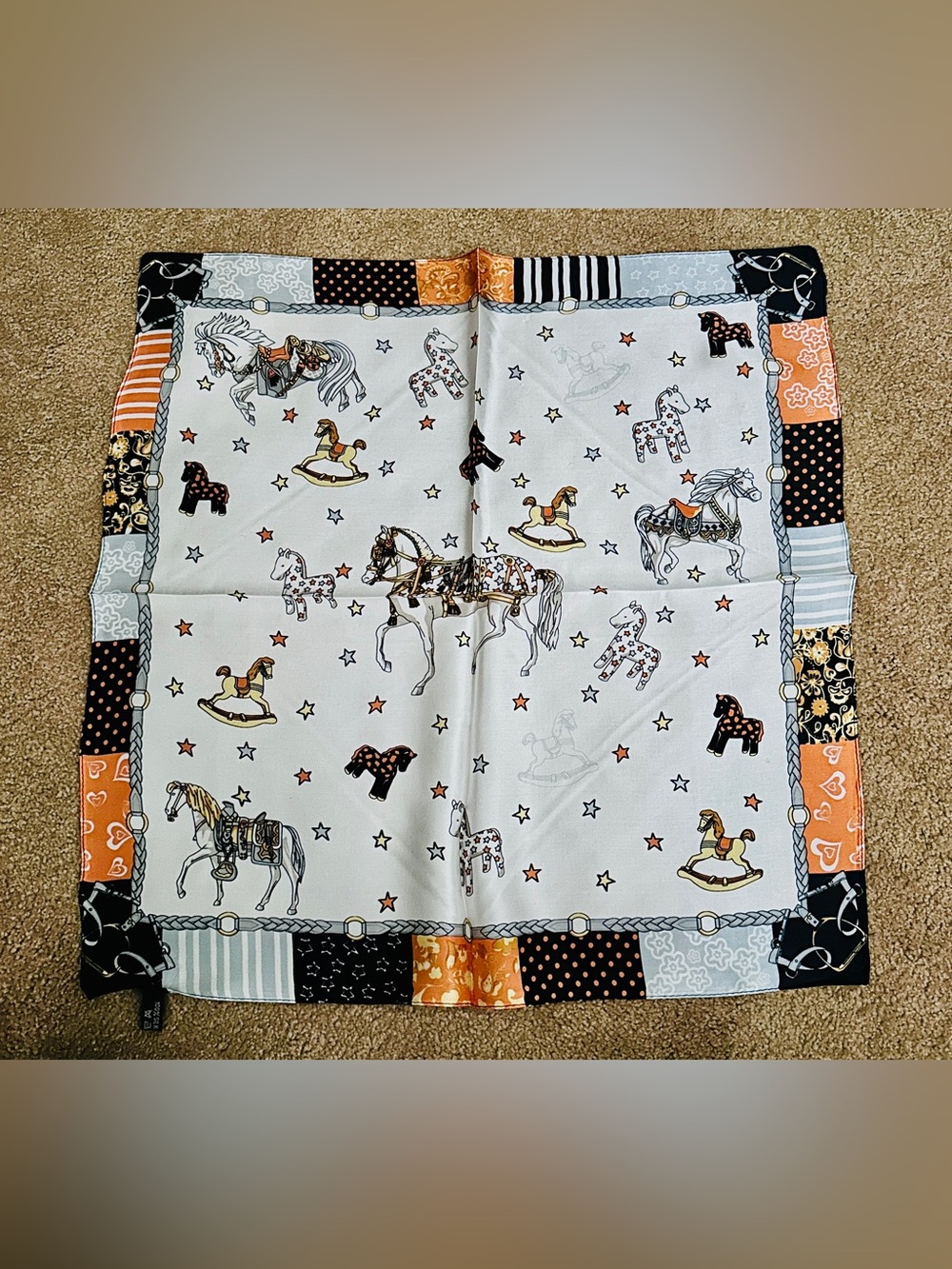 100% Mulberry Silk Scarf - Decorative Horse